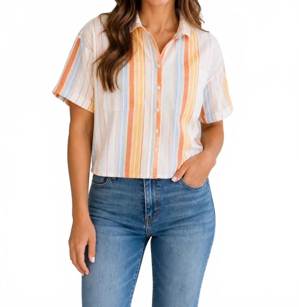 NEW KUT FROM THE KLOTH brianna stripe shirt in white pink